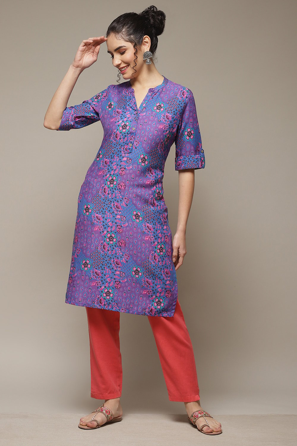 Purple LIVA Straight Kurta image number 0